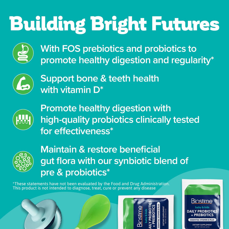 [Australia] - Biostime Infant Baby Toddler Kids Probiotic & Prebiotic with Vitamin D | Baby Probiotic Powder | Kids Immune Support | Constipation Relief for Babies * | Supports Digestion, Gas Relief | 30 Packets Prebiotic & Probiotic 