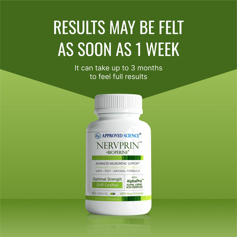 Approved Science Nervprin - Nerve Support - Benfotiamine, B12, R-Alpha-Lipoic Acid, Corydalis, Boswellia, BioPerine - 60 Capsules - Made in The USA 60 Count (Pack of 1)
