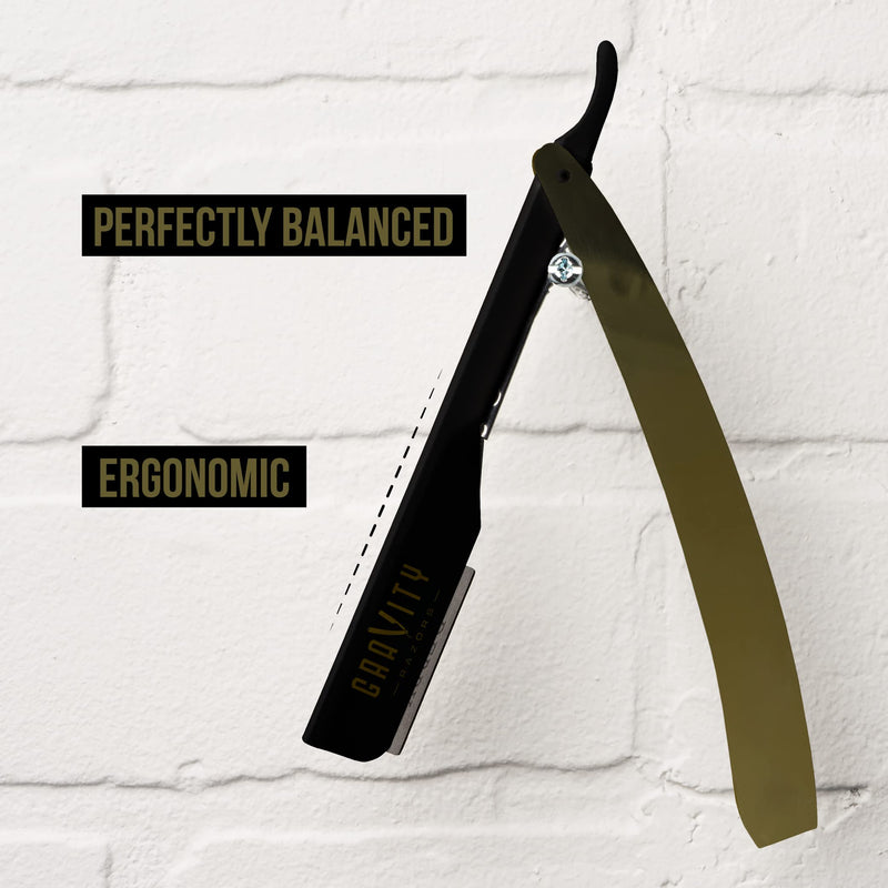 Professional Straight Razor - Ultra Exposed Straight Razor Kit with 10 Gravity Premium Blades, 2mm Exposed (Kingsman) Kingsman