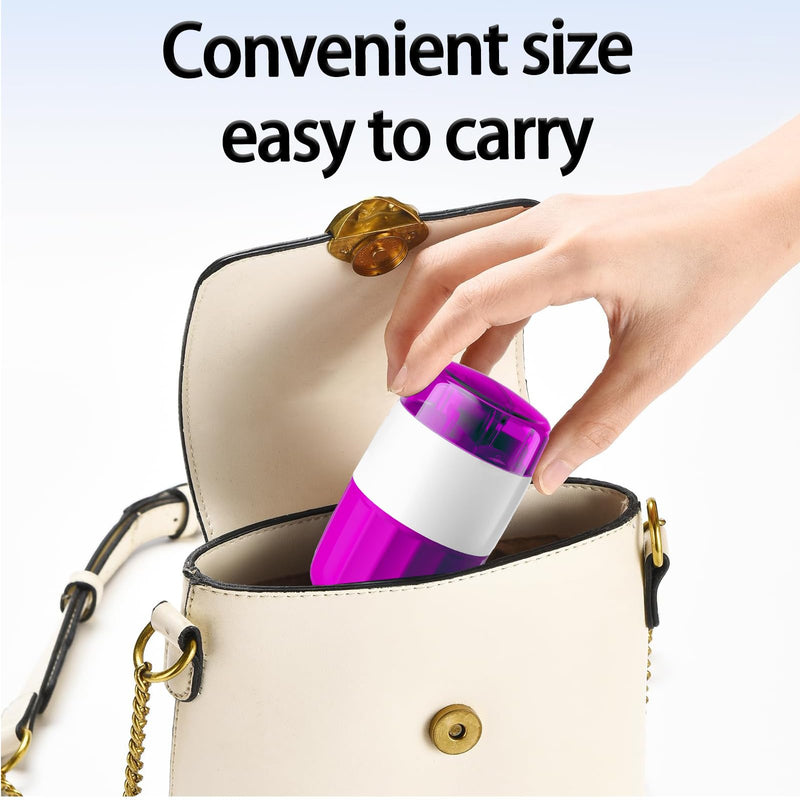 Pill Cutter Splitter for Small and Tiny Pills Vitamins Tablets, Built-in Storage Compartment, Pill Crusher Fine Powder with Stainless Steel Grinding Head,Pills Grinder with Pill Box Organizer (Purple) Purple