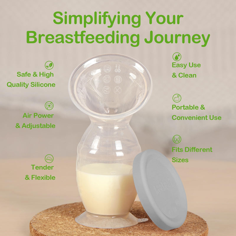 [Australia] - haakaa Silicone Breast Pump & Silicone Cap 5oz/150ml, Gen.2 5.4 Ounce Gray 