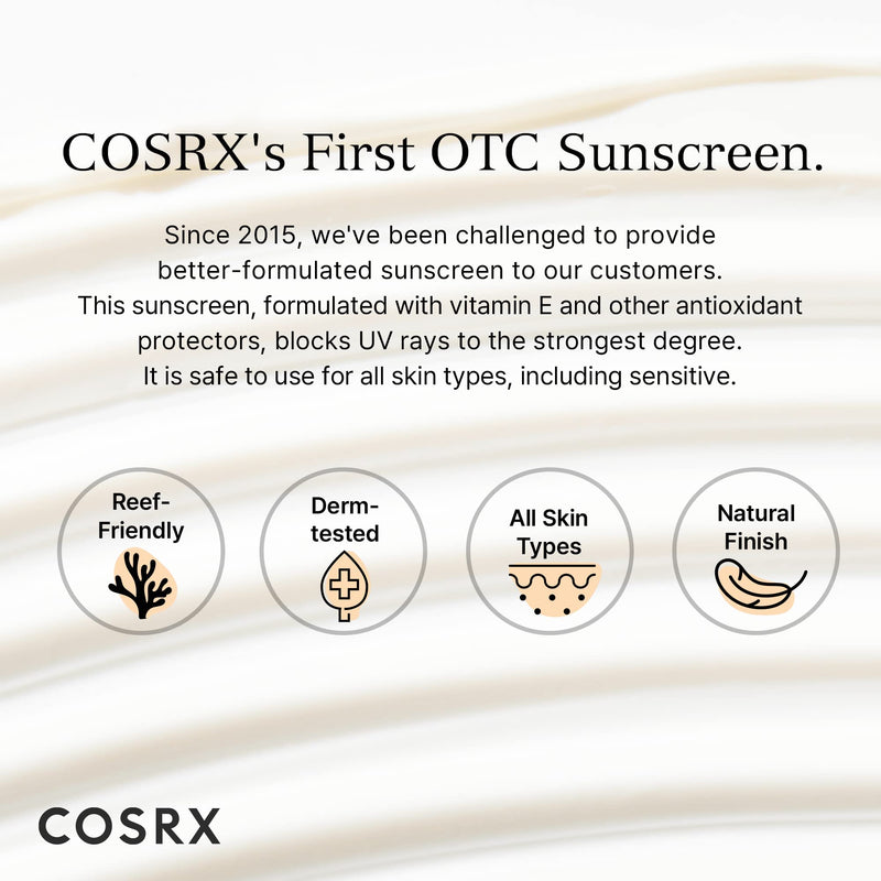 COSRX Daily SPF 50 Vitamin E Sunscreen - UVA/UVB Protection, Lightweight, No White Cast, Semi Matte Finish, Sebum Balancing, Reef Friendly