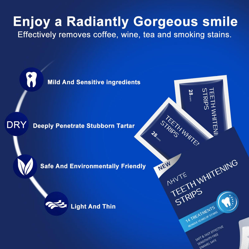 [Australia] - Teeth Whitening Strip, Whitening Strips, 28 Strips for Sensitive Teeth, Professional and Natural Teeth Whitening Kit,14 treatments 