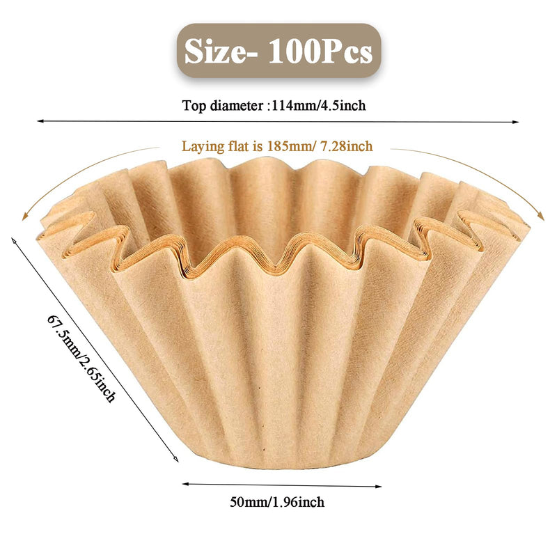 [Australia] - 2-5 Cup Coffee Filters, Pack of 100 Unbleached Coffee Filters 5 Cup, Thicken Natural Coffee Filter Basket for Commercial, Home Coffee Maker, Pour Over Coffee Kit (Brown, W02) Brown 