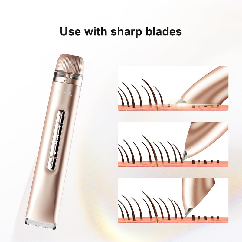 2 in 1 Women's Bikini Line Trimmer & Body Groomer,2025 Upgrade Dual Head Shaver Women, Wet & Dry Waterproof Electric Bikini Trimmer for Face Leg Arm Intimate Areas,Pink Rose