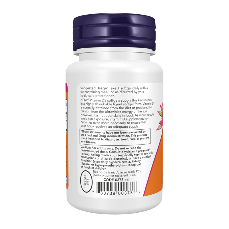 NOW Foods Supplements, Vitamin D-3 5,000 IU, High Potency, Structural Support*, 240 Softgels Vitamin D3 240 Count (Pack of 1)
