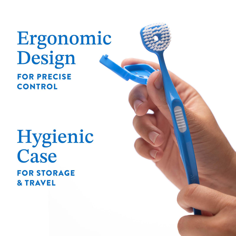 [Australia] - Soft Bristle Tongue Brush for Adults (1 Pack), Reduce Bad Breath & Improve Oral Hygiene, Tongue Scraper Brush Ergonomic Handle & Protective Cap, Tongue Cleaner for Adults, Tongue Scraper for Adults 1 pack 