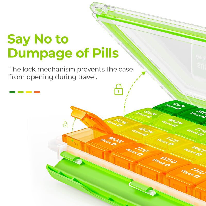 [Australia] - AUVON Monthly Pill Organizer Moistureproof, Large 28 Days Pill Case with Removable 4 Weeks Pill Box Rows, Travel-Friendly Pill Container for Fish Oils, Vitamins, Supplements and Medications A-clear 