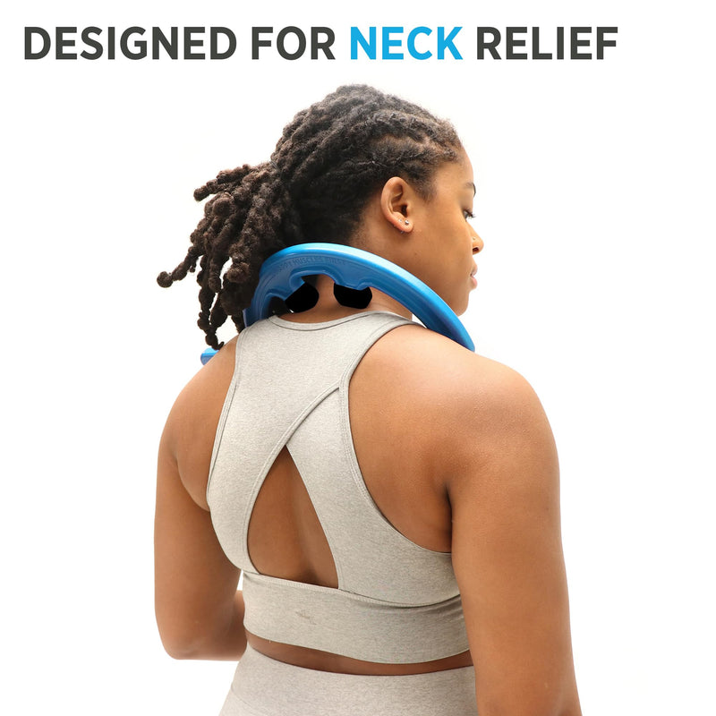 [Australia] - Tiger Tail Tiger Cane Back & Neck Massager – Trigger Point Deep Tissue Acupressure Hook with 7 Gription Knobs, Portable 2-Piece Self Massage Tool for Muscle Knot & Shoulder Pain Relief, Blue 