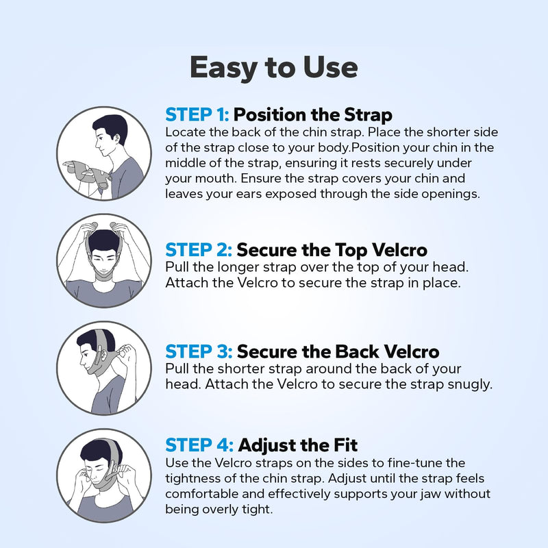 [Australia] - Anti-Snoring Chin Strap, Adjustable Chin Strap for Sleeping, Anti Snore Solution, Snoring Stopper, Chin Strap for Mouth Breathing Prevention (Black) 