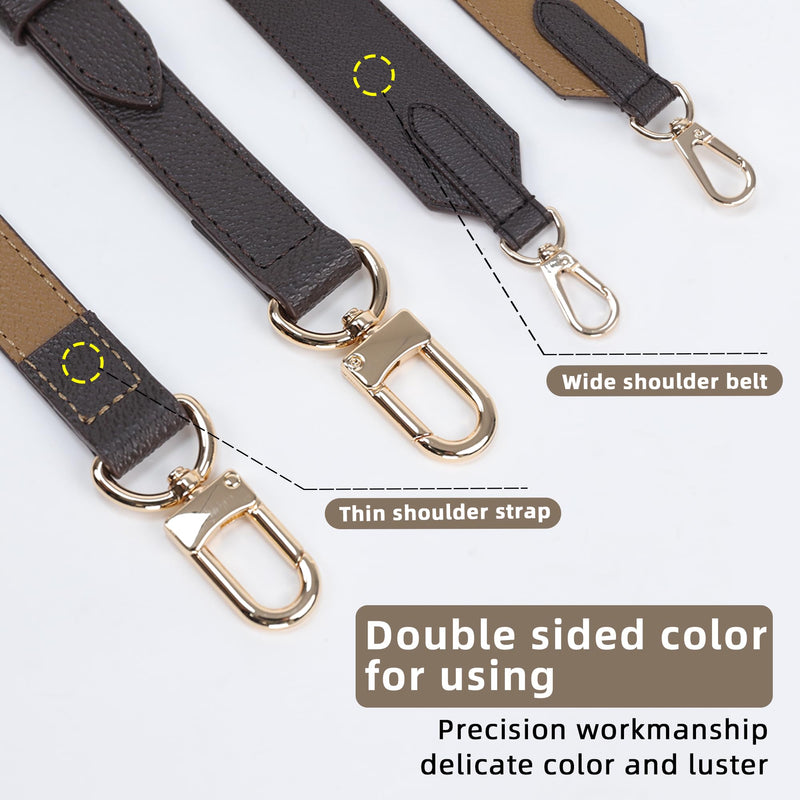 Vachetta Leather Strap for LV ONTHEGO Bag,Double Sided Usable Color-Blocking Cowhide Crossbody Adjustable Strap 【wide Strap】color-blocking 1.6 Inch Wide,43.3 Inch Long