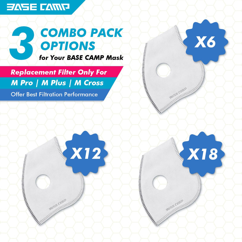 [Australia] - BASE CAMP Activated Carbon Replacement Filters Only for M PRO, M Plus or M Cross Mask,N Plus Mask (12filter) 12filter 