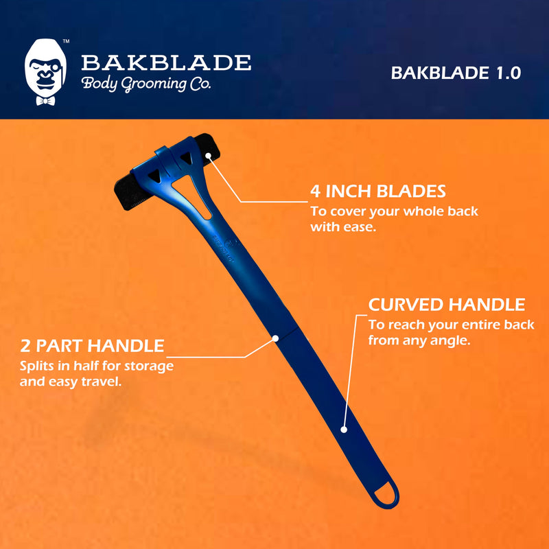 [Australia] - Bakblade 1.0 Back Shavers Men, Hair Removal Body Shaver (DIY) - Extra-Long Handle Trimmer, Wet Dry Shave BAKblade 1.0 