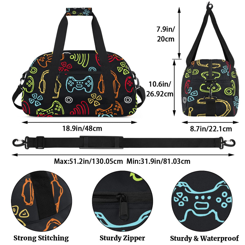 Kids Overnight Duffle Bag Boys Sport Gym Bag, Carry On Weekender Travel Bag for Kid Boys (Game) Game
