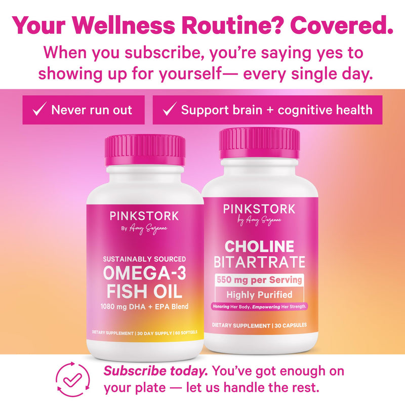[Australia] - Pink Stork Choline - 550 mg Choline Bitartrate from VitaCholine for Pregnant + Postpartum Moms - Prenatal Vitamin for Fetal Cognitive Health + Breast Milk Quality - 1 Capsule Daily, 30 Count 