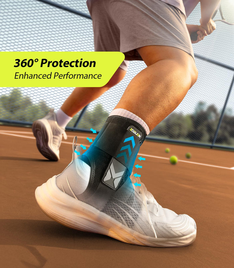 [Australia] - Quick Lace Up Ankle Brace with Side Stabilizing Pads, Slim Fit Ankle Support Brace, Adjustable & Breathable Ankle Support for Men Women, Ankle Stabilizer for Sprain,Injury Recovery,Sports,M M (Ankle size:12"-13")/Pack of 1 Black 