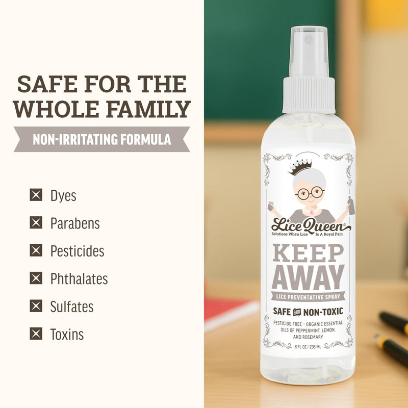 [Australia] - Keep Away Lice Preventative Spray for Hair, Bedding, Coats and Backpacks - Safe, Non-Toxic - Organic Essential Oils of Peppermint, Lemon and Rosemary - 8 fl oz - 2 Pack 8 Ounce Bottle (Pack of 2) 