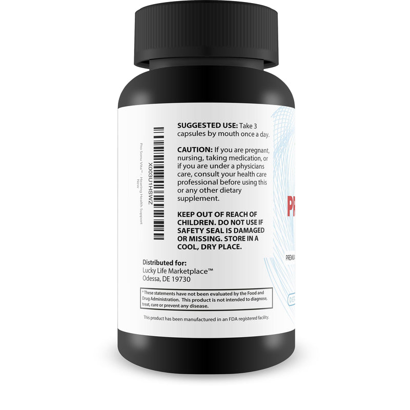 Pro Sonu Vita - Natural Ear Support Supplement - Promote Improved Auditory Function & Hearing with Vitamins, Minerals, Antioxidants, & Herbal Extracts - Aid Inner Ear & Middle Ear Health