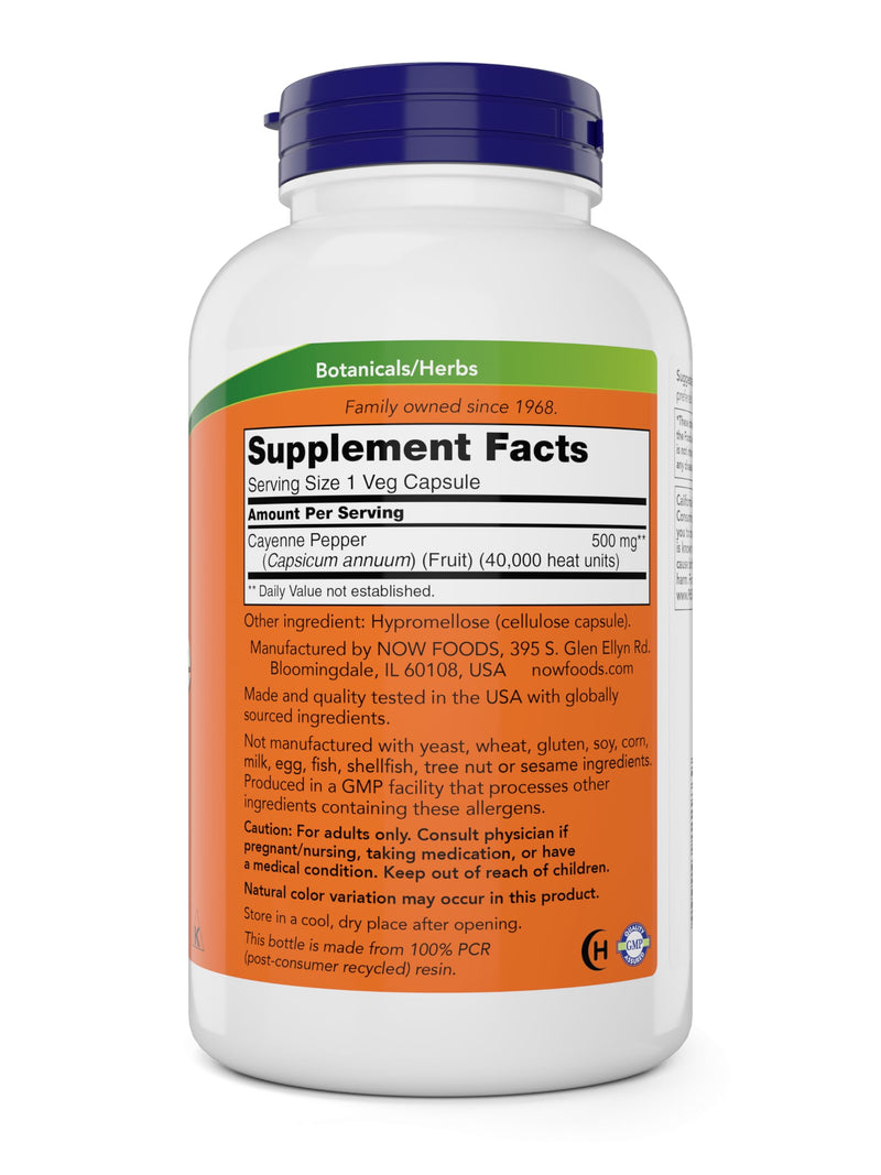 [Australia] - NOW Cayenne (Capsicum annuum) 500 mg, 360 Veg Capsules (Pack of 2) 