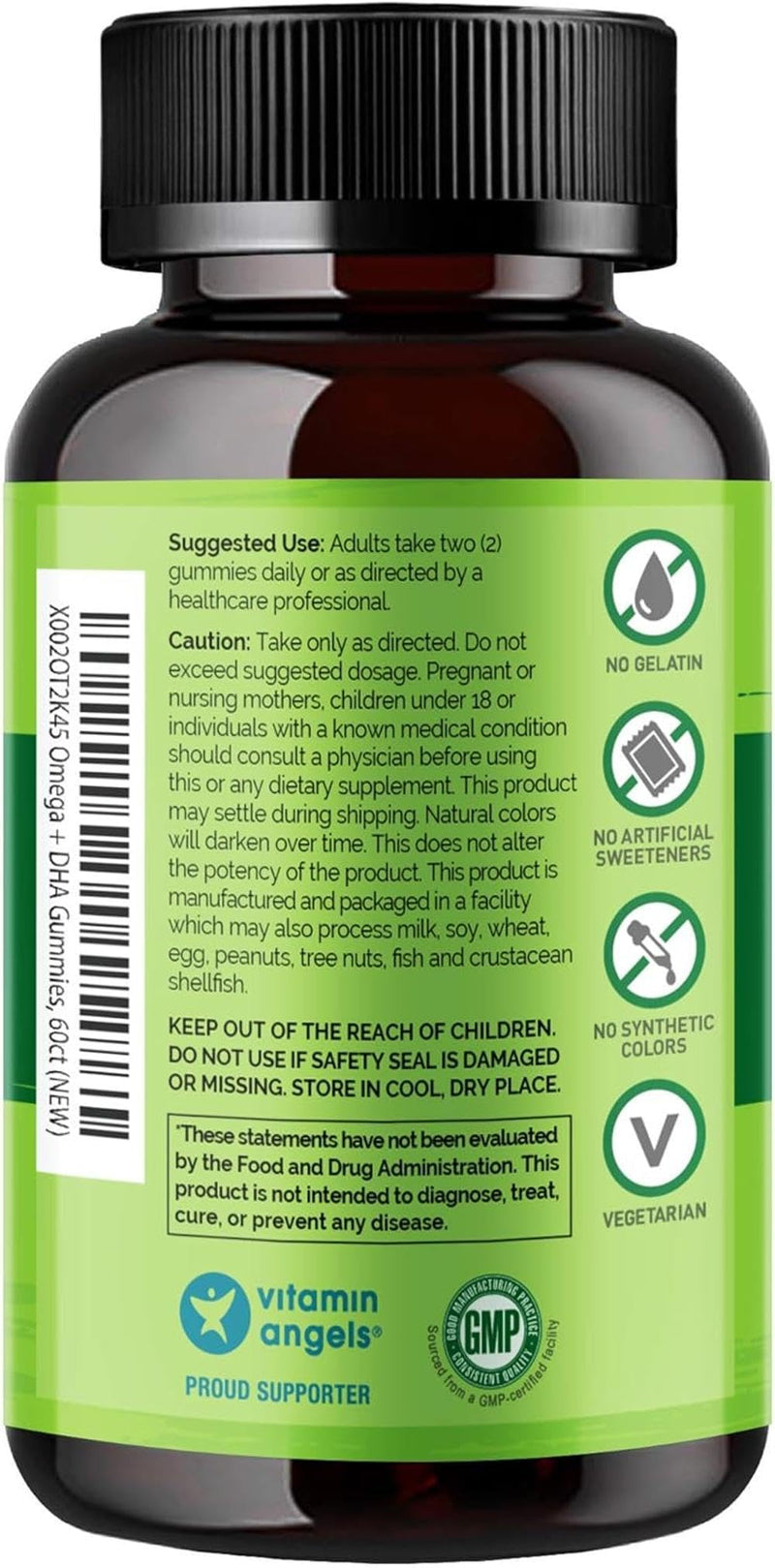 NATURELO Vegetarian DHA and Omega 3 Supplement from Algae and Chia Seed Oil for Heart, Brain and Joint Health - No Fish, Gelatin, or Artificial Sweeteners - 60 Gummies