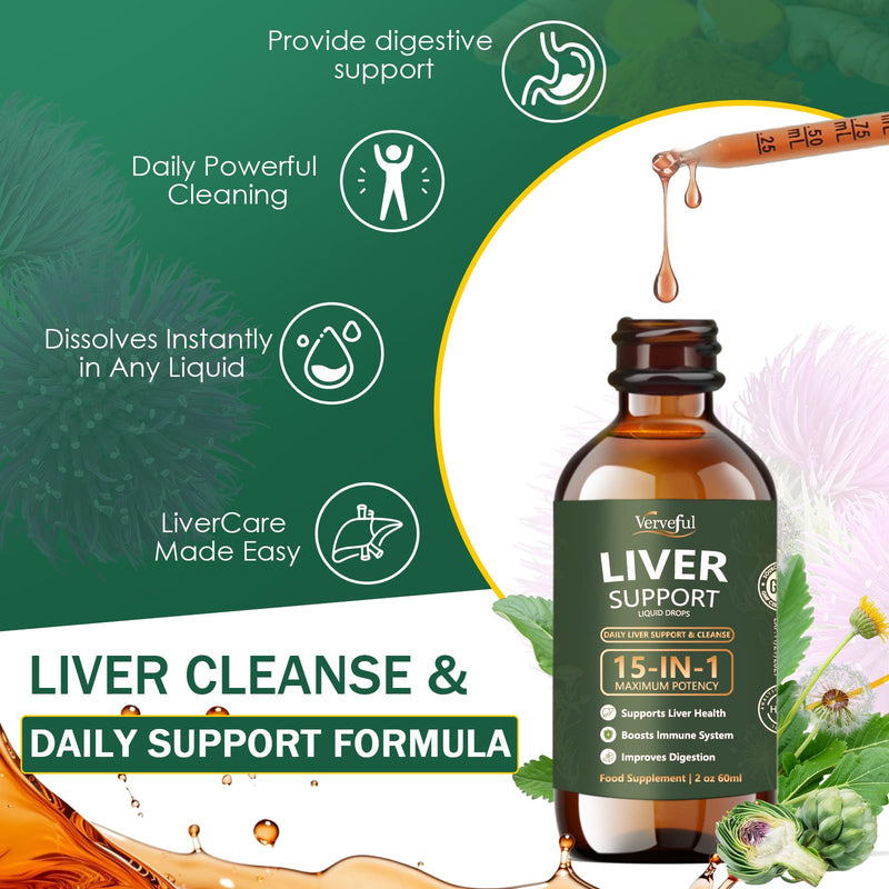 Liver Support with Choline - All Natural Liver Cleanse Detox & Repair Aid - Doctor-Formulated Liver Supplement - Liquid Herbal Supplements for Liver Health