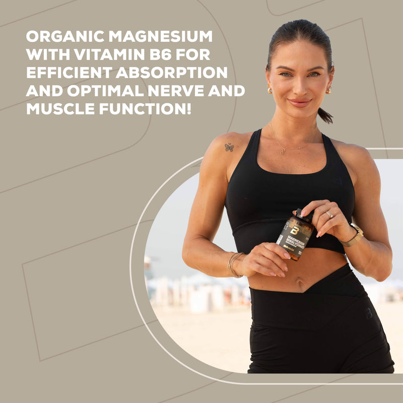 BioTechUSA Magnesium Bisglycinate from Organic Sources | Magnesium + Vitamin B6 | Highly Absorbable Organic Supplement | Muscle, Nerve & Energy Support, 90 Capsules