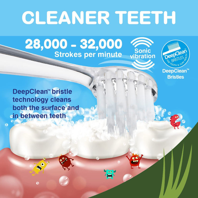 [Australia] - brush-baby WildOnes Kids Electric Rechargeable Toothbrush TIGER, 1 Handle, 3 Brush Heads, USB Charging Cable, for Ages 0-10 (Tiger) 