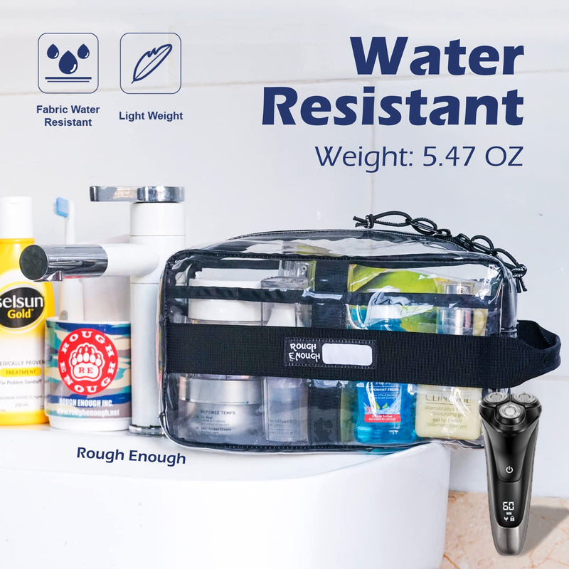Rough Enough Clear Toiletry Bags for Traveling Toiletries Cosmetic Pouch Makeup Bags TSA Approved for Men and Women Travel