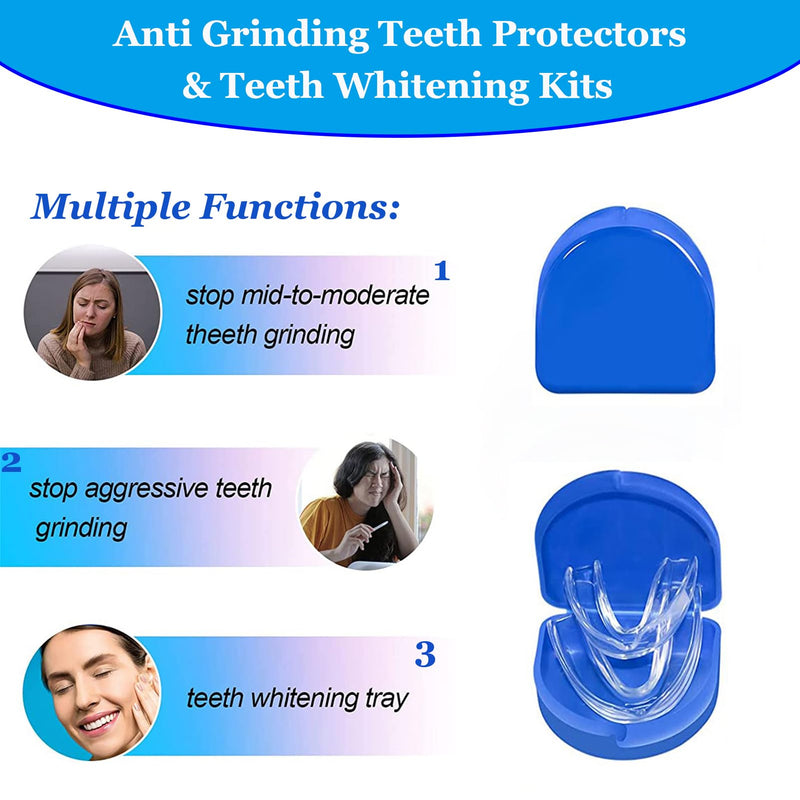 Dental Night Guards for Teeth Grinding, 8PSC Sleep Mouth Guards for Grinding Teeth Clenching & Stops Bruxism at Night, Thermoform Moldable Oral Care Mouthguards, 2 Size