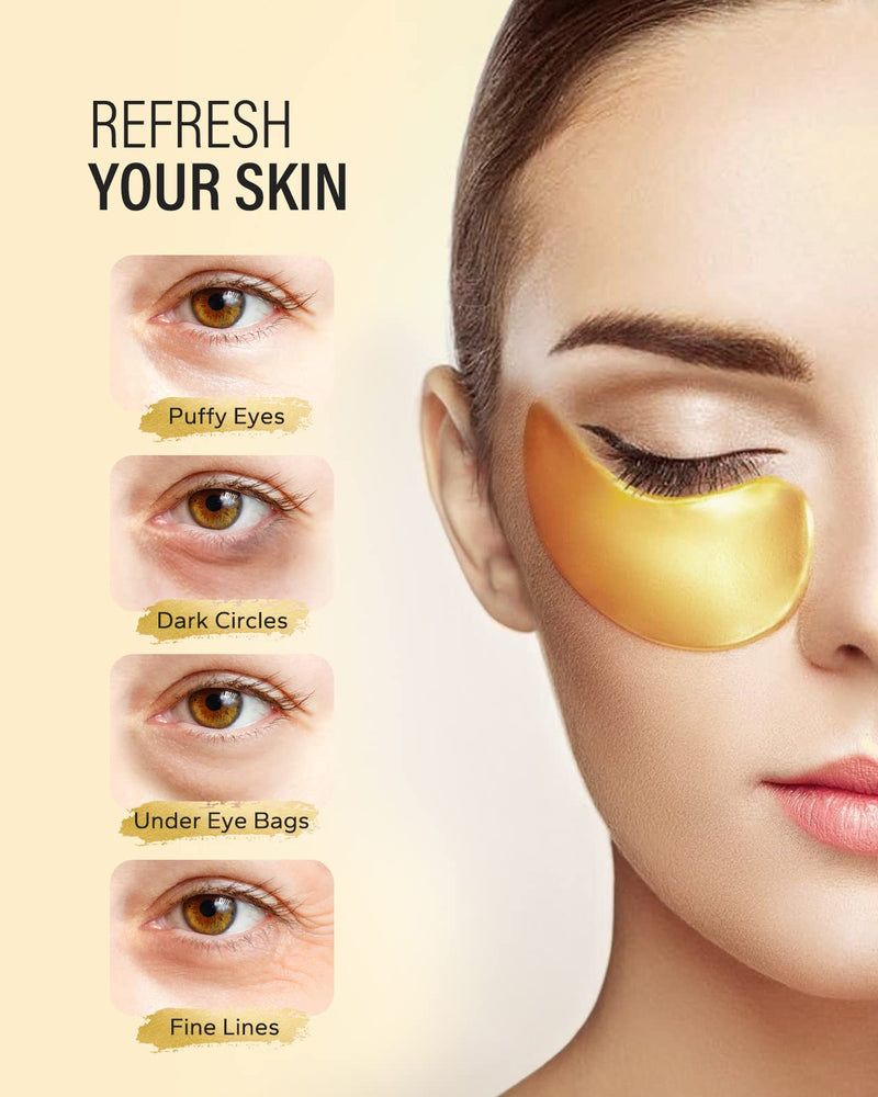 [Australia] - 24k Gold Under Eye Patches (25 Pairs), eye mask, Collagen Skin Care Products, Eye Patches for Puffy Eyes, eye masks for dark circles and puffiness 1 Count (Pack of 25) 
