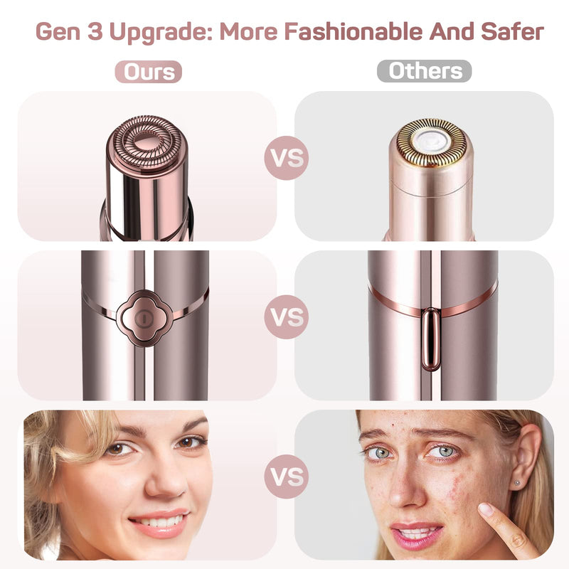 [Australia] - Gurelax Facial Hair Remover for Women, Painless Female Facial Shaver Women Rechargeable, 2 x Replacement Heads Included, Women's Facial Epilator for Lip, Chin Gold-1 (2 x Replacement Heads Included) 