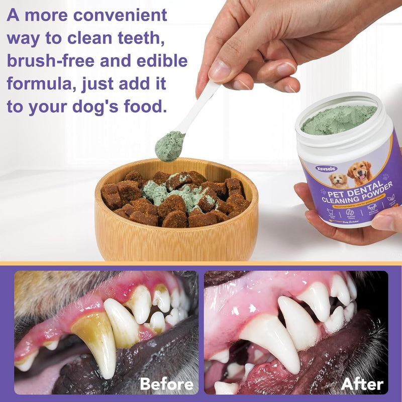Dog Teeth Cleaning Powder for Dog Bad Breath Treatment, Dog Dental Powder for Dog Breath Freshener with Probiotics, Plaque Tartar Off Dog Tooth Powder Made Easy, Dog Dental Care, All Types Dogs - PawsPlanet Australia