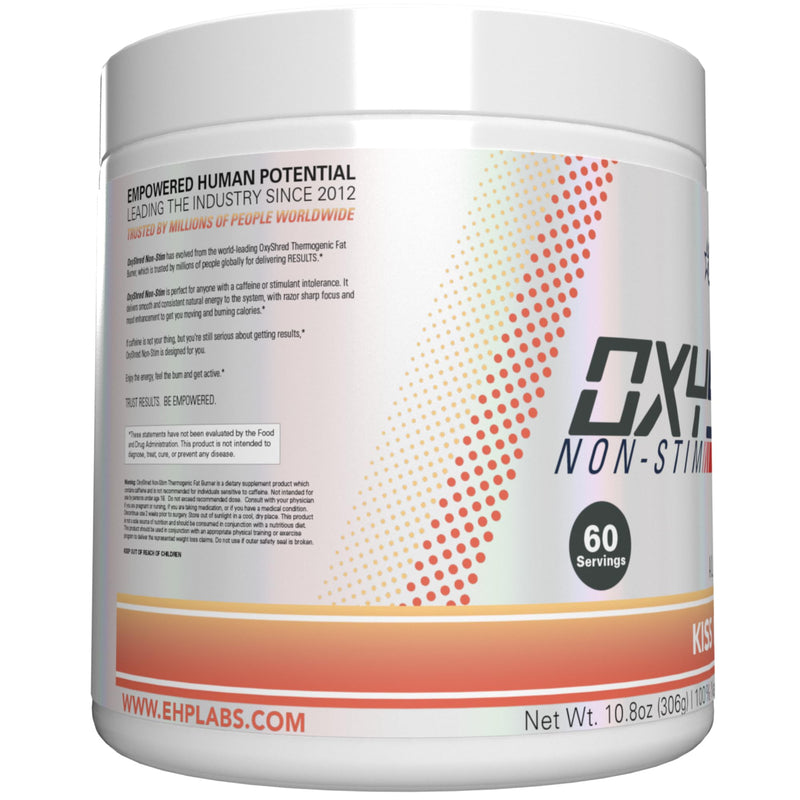 [Australia] - EHP Labs OxyShred Non Stimulant Pre Workout Powder - Stim Free Pre Workout, Caffeine Free Preworkout for Men & Women with L Glutamine & Acetyl L Carnitine - Peach, 60 Servings 