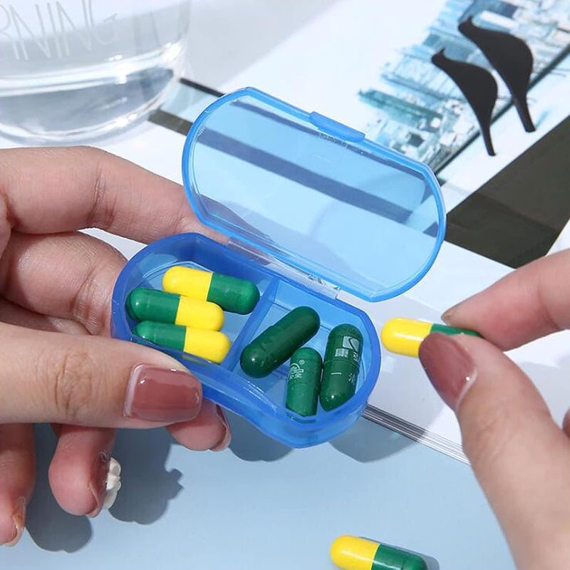 Mini Pill Case INVODA Portable AM & PM Daily Pill Organizer for Purse | Food Grade PP Material, Fit in Pockets or Handbags, for Vitamins, Fish Oil, Tablets Blue 1pcs