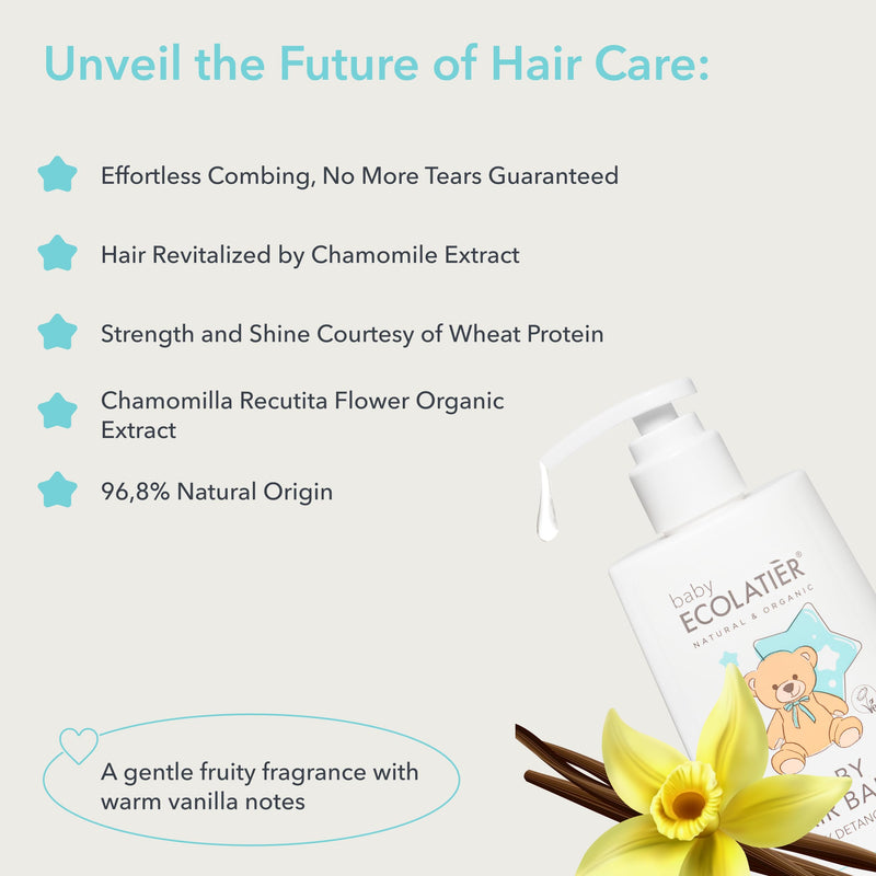 [Australia] - Nourishing Baby Hair Balm Conditioner for Easy Detangling 3+, 250ml - With Chamomile & Wheat Protein, 96.8% Natural, Vegan Baby Conditioner - Softens and Nourishes Delicate Hair - 8.5 Fl Oz 