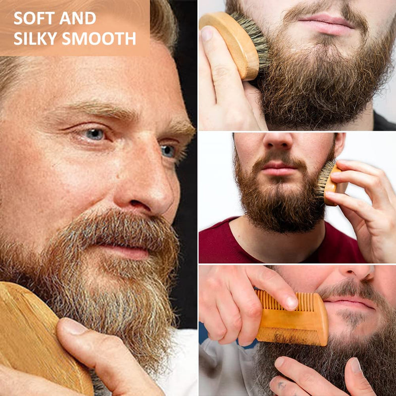 [Australia] - Beard brush, beard comb, beard brush men, hair brush wild boar bristles, beard brush made of wild boar bristles, 100% wild boar bristle brush for daily beard care, beard brush for men travel 