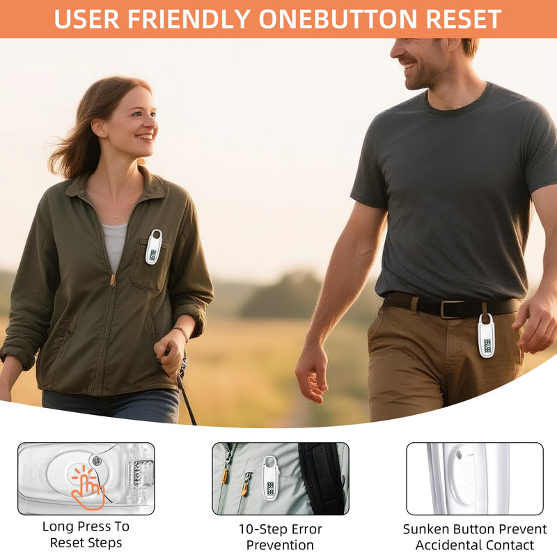 [Australia] - Digital 3D LCD Pedometer, Black, Compact Electronic Step Counter with Display Screen, Fitness Activity Tracker White 