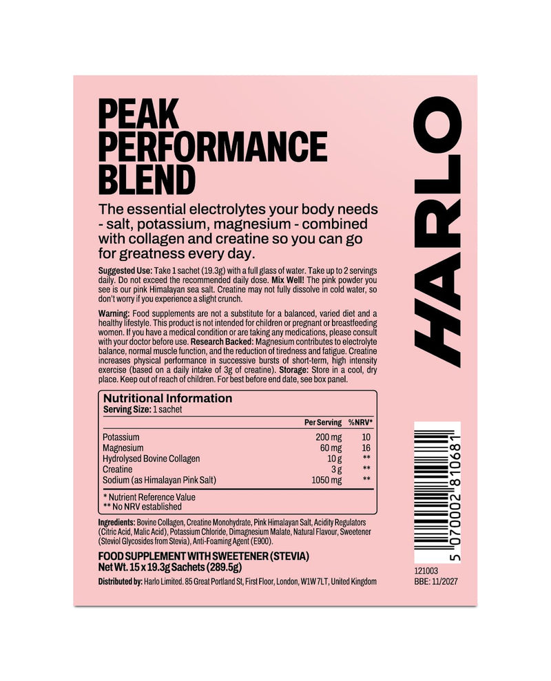 Harlo 3-in-1 Electrolytes Powder with Creatine & Collagen – Hydration, Muscle & Joint Support | Zero Sugar | 15 Sachets (Raspberry) Raspberry