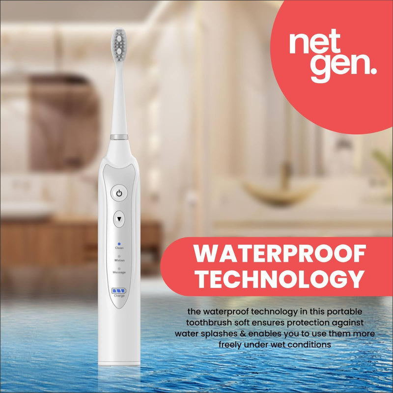 [Australia] - Sonic Electric Toothbrush for Adults with 5 Toothbrush Replacement Heads, 3 Brushing Modes & 2 Minutes Built-in Timer, Travel Toothbrushes with Inductive Charging, Rechargeable toothbrush | White 