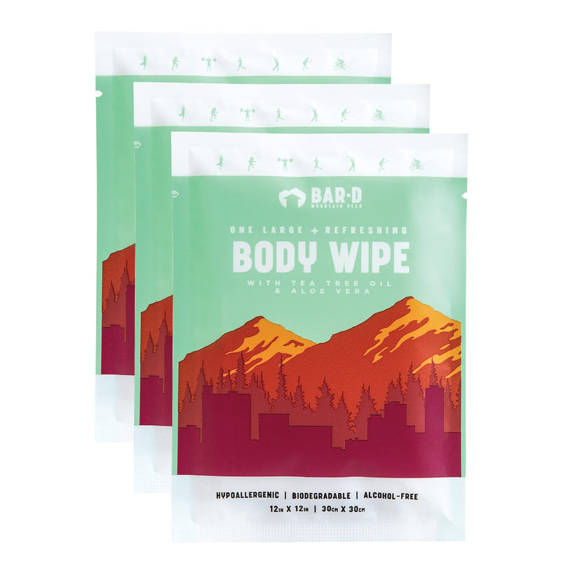 [Australia] - Bar-D Cleansing Face & Body Wipes for Women and Men - Individually Wrapped Biodegradable Shower Wipes with Tea Tree Oil & Aloe Vera (20 Count/Box) 20 Count (Pack of 1) 