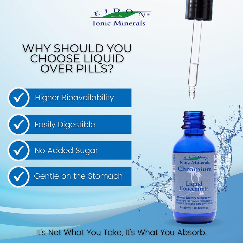 [Australia] - Eidon Ionic Minerals Liquid Chromium Concentrate - Ionic Chromium Supplement Drops, Supports Stable Energy Levels, All-Natural, No Sugar Added, No Preservatives or Additives - 2 oz 
