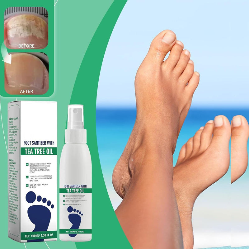 2PCS Foot Sanitizer Spray with Tea Tree Oil,Clear Foot Sanitizer Sprays,Tea Tree Oil Feet Spray, Foot & Shoe Freshness,Quick-Drying & Travel-Friendly,100 ml/3.5 oz