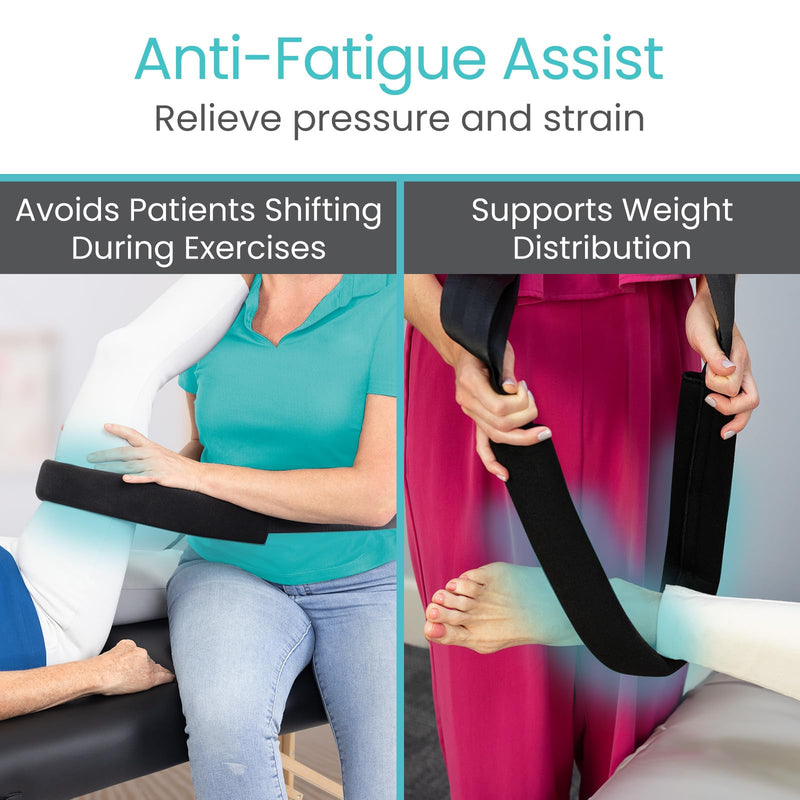 Vive Mobilization Belt for Physical Therapy with Buckle - Manual Traction Stretching Band - PT Traction Strap Belt for Stretching, Mobility, Massages & Exercise (Black) Black