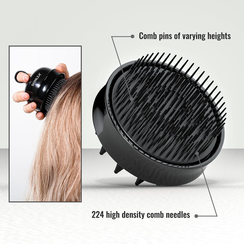 2 in 1 Scalp Massager Hair Growth,Scalp Scrubber with Soft Silicone Bristles for Dandruff Removal,Shampoo Brush for Exfoliation,Head Massager for Both Wet and Dry Use (Black) Black