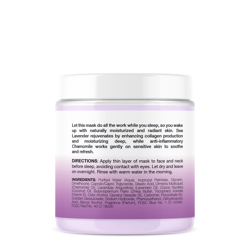 Vitamins and Sea Beauty Sea Lavender Chamomile Sleep Mask – Overnight Hydration Face Mask with Botanicals, Deep Moisturizing & Firming, 8.5 oz