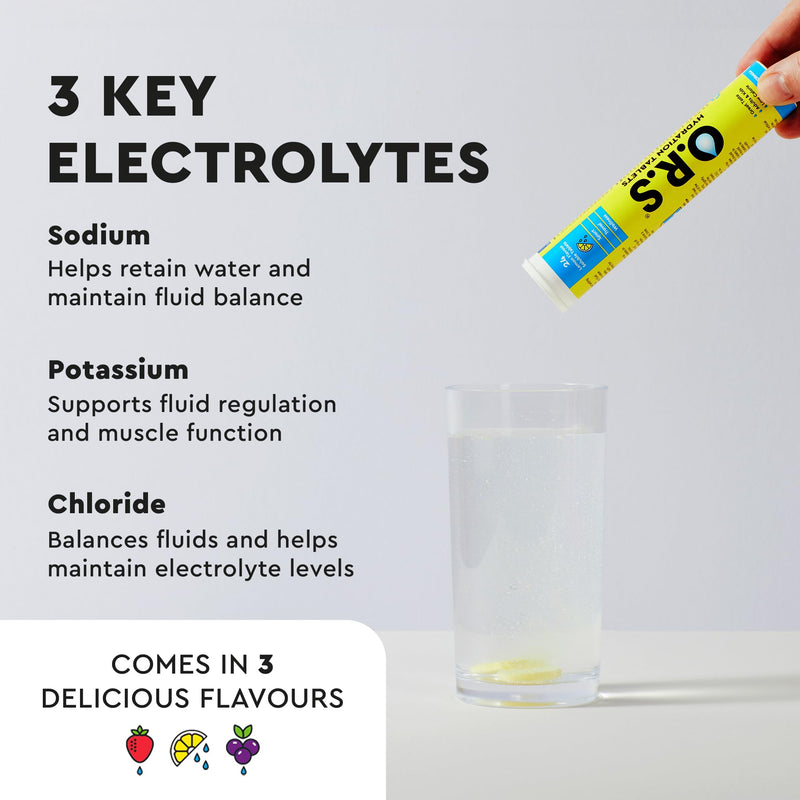 O.R.S Hydration Tablets with Electrolytes, Vegan, Gluten and Lactose Free Formula – Soluble Sports Hydration with Natural Lemon Flavour, 72 Count Lemon, 72 12 count (Pack of 6)