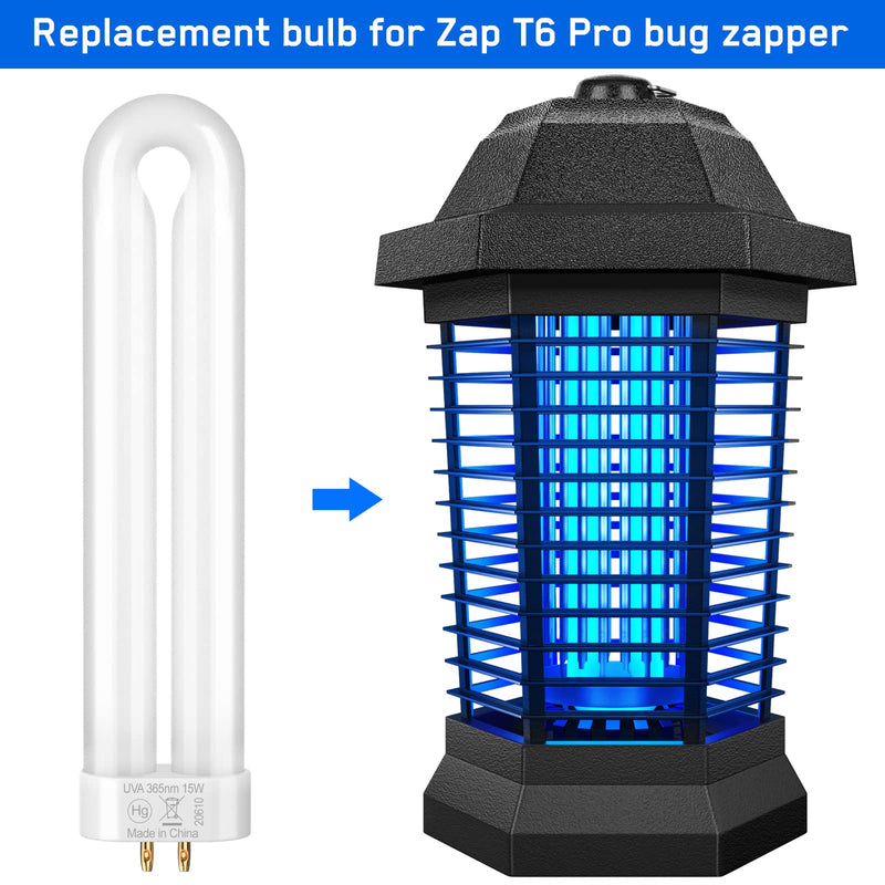 [Australia] - GOOTOP Replacement Bulb for Zap T6 Pro, K15, T9,X3,JY-02 Bug Zapper, 15W, 4-Pin Base, U-Tube Bulb Twin Tube Bulb 