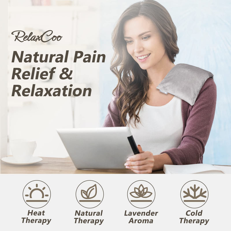 [Australia] - Heating pad Microwavable with Washable Cover 6 * 12" Microwave Moist Heat Pad for Neck Shoulder, Cramps, Back Pain Relief, Warm Compress Rice Bean Bag Hot Pack for Muscles, Joints, Lavender Grey 1 Pack 