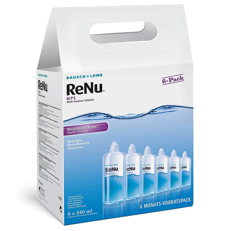 [Australia] - Bausch + Lomb ReNu MPS contact lens care product for soft lenses, 6-month pack, 6 x 240 ml + 6 single lens containers 