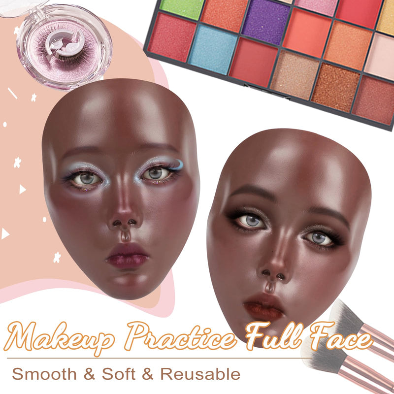 [Australia] - Makeup Mannequin Face - Silicone Head with Makeup Kit, Brushes & Bag for Practicing Skills or Gifts Black 